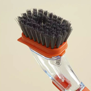 Reusable Kitchen Bowl Scrubber Long <b>Handle</b> Liquid Cleaning Brush Dispenser Tool PP Pot Brush Artifact Refillable <b>Sponge</b> for - Product Image 4