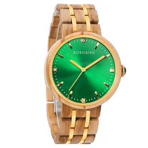 Đầy Màu sắc Womens tre đồng hồ sang trọng bằng gỗ ban nhạc đồng hồ Relojes de mujer thân thiện với môi trường hỗ trợ thả vận chuyển