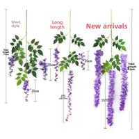 Bunga Wisteria Buatan Grosir Dekorasi Pernikahan Ruang Tamu Taman Luar Ruangan Fotografi Rumah Hiasan Rotan Plastik