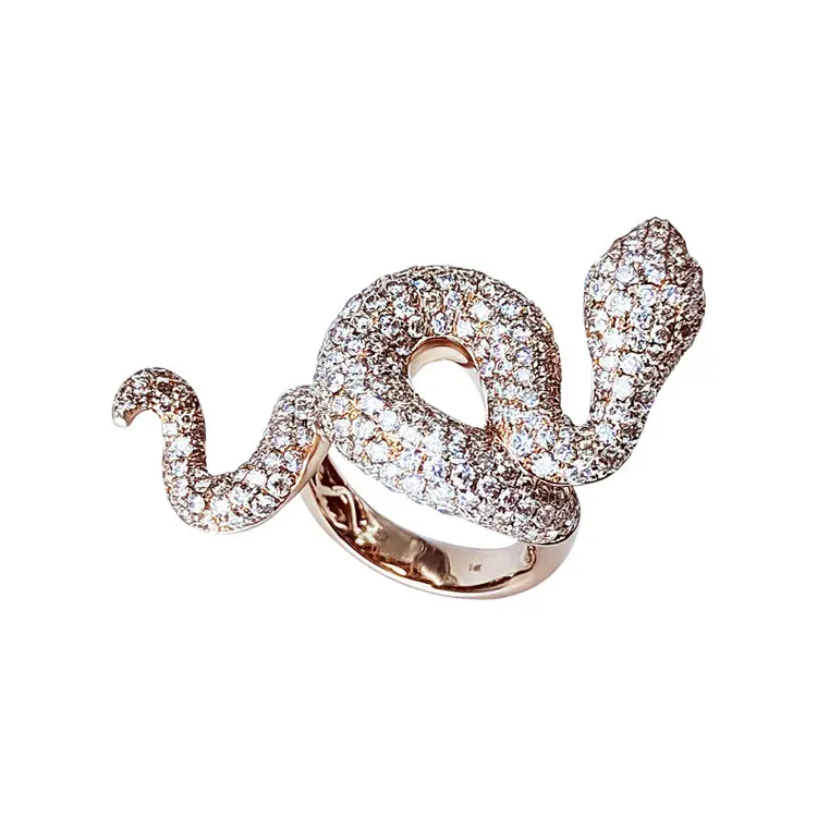 Модные ювелирные изделия 18k позолоченное кольцо змея кубическое античное Золотое кольцо змея