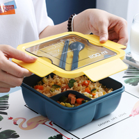 1100ml Auslaufsichere Blau-Grüne Quadratische Lebensmittel-Plastikbox für Schule und Büro Bento-Lunchbox mit Warmhaltefunktion