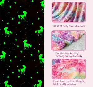 Coperta Multifunzionale Super Morbida Magica Fluorescente Ecologica Non Tossica, Coperta Luminosa con Unicorno <span class=keywords><strong>per</strong></span> Bambini Personalizzabile - Product Image 3