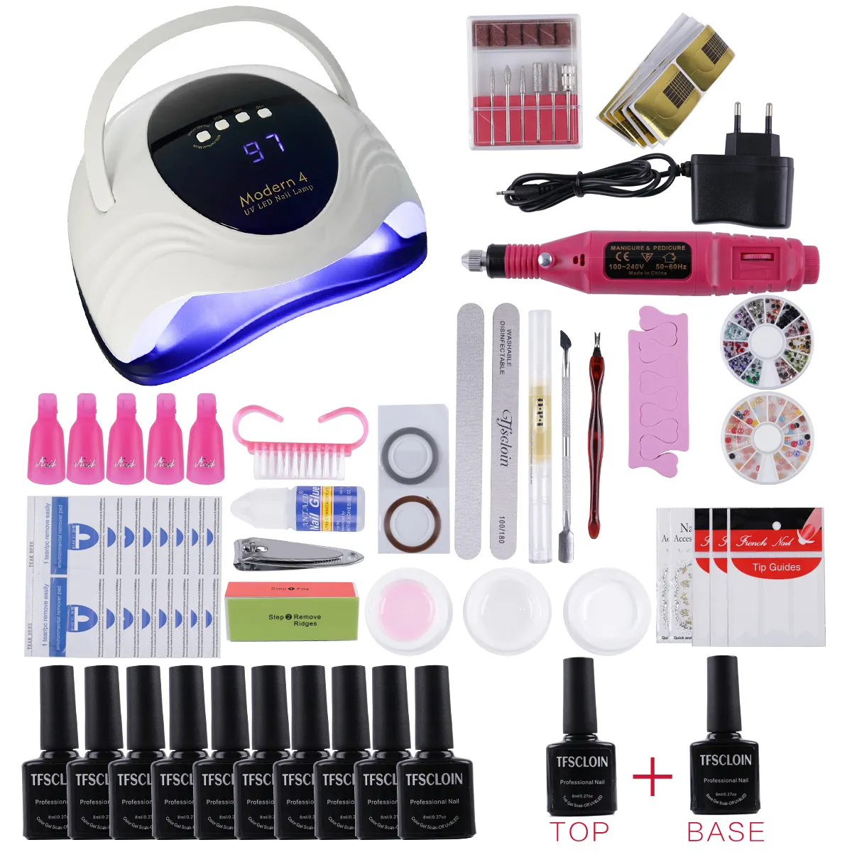 Nail Set 120W UV LED Lamp Dryer With 12/22 Pcs Nail Gel Polish Kit Soak Off Manicure Set電気NailドリルSet