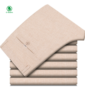 2024 pantaloni Casual da uomo in <span class=keywords><strong>lino</strong></span> di seta di ghiaccio nuovi pantaloni larghi sottili stile Business - Product Image 5