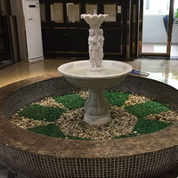 Fontaine d'eau d'extérieur pour jardin, sculpture artisanale en fibre de verre avec trois statues de femmes, couleur antique