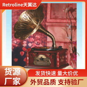 Tocadiscos de vinilo estilo antiguo Skywin de madera maciza con altavoz de latón y salida de audio amplia para uso doméstico - Product Image 4