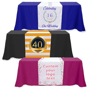 Personalized Custom <strong>Tablecloth</strong> With Company Business Logo Your Text Image Stretch Spandex Covers Trademark for <strong>Rectangle</strong> Events - Product Image 2