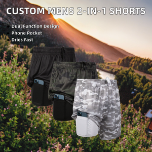 Customizable Mens Woven Plain Dyed Mid Performance Shorts Fabric Compression Liner <b>Phone</b> Pocket <b>Bulk</b> Wholesale Private Label OEM - Product Image 2
