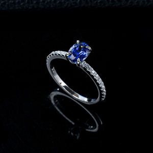 Anillo de Plata de Ley 925 con Zafiro Azul Real de Corte Ovalado Creado en Laboratorio, Joyería Diaria y de Boda para Mujer - Product Image 2
