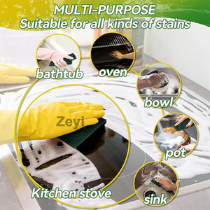 Éponges de nettoyage de cuisine résistantes et anti-rayures avec logo personnalisé, tampons à récurer réutilisables et <span class=keywords><strong>non</strong></span> tissés pour un usage domestique - Product Image 3