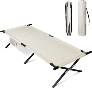 Cama Plegable Portátil para Camping, Soporta 300 LBS, Color Gris Plateado, con <span class=keywords><strong>Bolsa</strong></span> <span class=keywords><strong>de</strong></span> Transporte y Bolsillo Lateral, Cama Plegable para <span class=keywords><strong>Dormir</strong></span> en Camping y en Casa - Product Image 1