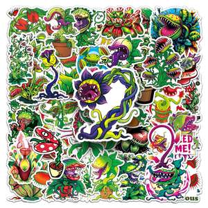 スケートボード、ラップトップ、ペンケース、冷蔵庫、テーブル、本用50個肉食植物venusフライトラップPVC防水ステッカー - Product Image 4