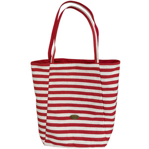 Double Sided Striped Canvas Tote Bag Red White Reversible Large Capacity Shoulder Bag For Women Everyday Use Summer 2025 - Product Image 4