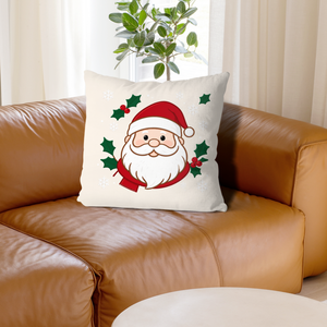 Funda de Cojín Navideña con Diseño de Santa Claus y Aloe, 18x18 Pulgadas, Impresión a Doble Cara, Funda de Almohada de Lino para Decoración Navideña del Hogar - Product Image 1