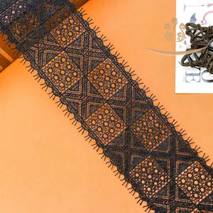 Laço bordado à mão para artesanato, venda por atacado, tecidos frisados 100% poliéster