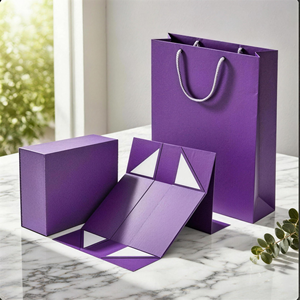 Teal Self Erecting Paperboard <b>Gift</b> <b>Box</b> with <b>Magnetic</b> Closure Four-Color Printing Rectangle Shape with Handle for Craft Packaging - Product Image 3