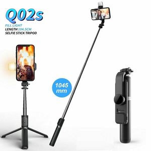 Q02S <span class=keywords><strong>Selfie</strong></span> <span class=keywords><strong>Stick</strong></span> sans fil <span class=keywords><strong>Q02</strong></span> BT, mini trépied pliable avec lumière d'appoint, télécommande pour iOS et Android - Product Image 1