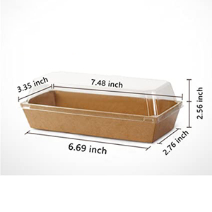 Paper Tray Kraft Meal Noodle Paper Cake Box Sandwich Packaging Box With Clear PET Lid Custom Carry Tray