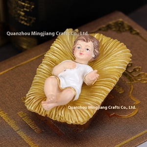 Set Regalo Battesimo Religioso con Scena della Natività in Poliresina Nascita di Gesù Bambino Artigianato in Resina - Product Image 5