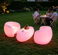 Ensemble canapé et table lumineux LED RGBW étanche IP65 avec télécommande, garantie 2 ans, pour décorations de fêtes et événements extérieurs