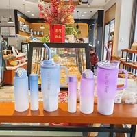Ensemble de tasses de voiture en plastique de couleur dégradée de 40oz Nouvelles tasses à bière et à eau en plein air avec paille pour refroidisseur de glace de voyage par la voiture