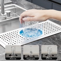 MOSHE Évier en acier inoxydable 304 avec égouttoir dissimulé amovible et désodorisant, idéal pour les cafés, salons de thé et bars.