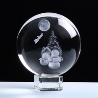 IDÉAL personnalisé 3D Laser gravure bonhomme de neige cerf noël boule de cristal verre sphère décoration cadeaux