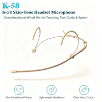 Microphone-casque professionnel mini, léger, en plastique, filaire XLR, pour l'enseignement, la guidée, les conférences