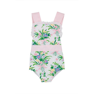 Tutina Estiva Monogrammata per Bambine, Abbigliamento in Pizzo Traforato, Pagliaccetto Senza Maniche con Fiocco sulla Schiena - Product Image 5