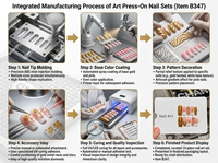 Ongles artificiels en amande faits à la main, sculptés en 3D, couvrants, avec colle, 10 pièces, rose doré floral