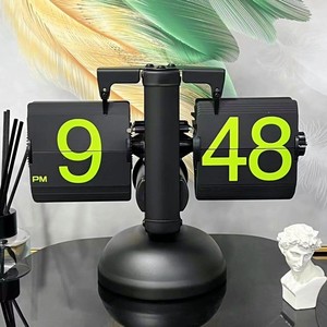 Approvisionnement d'usine rétro horloge de bureau ronde alarme numérique à retournement automatique OEM/EDM pour salon ABS silencieux et matériau en résine - Product Image 6