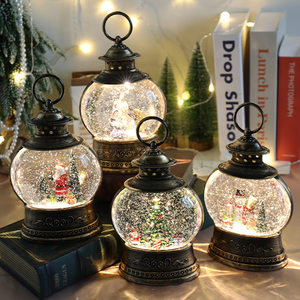 Décoration de Noël antique en plastique Père Noël à piles avec paillettes, eau tournante, lanterne musicale de Noël à LED, globe à neige - Product Image 3