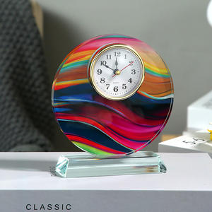 Настольные часы HBL из цветного хрусталя с УФ-печатью и гравировкой для офиса, деловые подарки, декор для рабочего стола - Product Image 4
