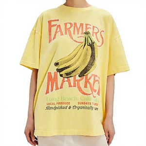 Wholesale <b>Women's</b> Regular Fit 100% Cotton O-Neck Casual <b>T</b>-<b>Shirt</b> Solid Logo Anti-Pilling Breathable All Seasons <b>Yellow</b> 180g Half - Product Image 1