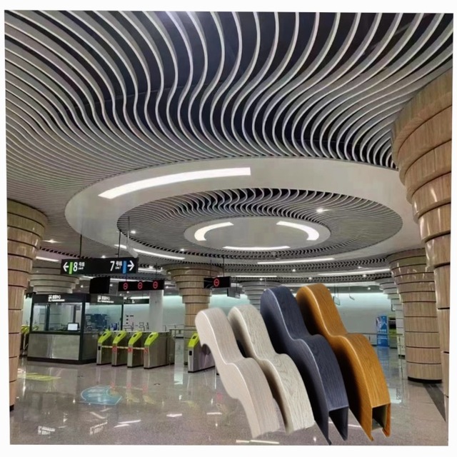 Aluminum Baffle Ceiling Tiles Fireproof for Hospital & Supermarket Use CE Certified Perforated Metal Ceiling with Wood Grain