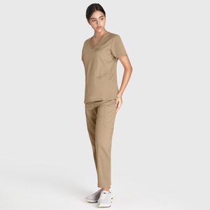 Uniforme de Trabajo para Enfermera y Doctora, Conjunto de Dos Piezas, Manga Corta Tejida, Elástica, de Secado Rápido, <span class=keywords><strong>Pantalones</strong></span> Largos de Pierna Recta, Traje Médico 42192 - Product Image 4