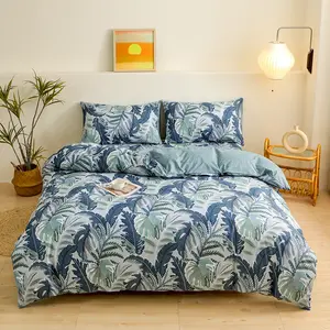 Microfiber Beddengoed Dekbedovertrek Bloem Planten Dekbed Sets Voor Kingsize Bed