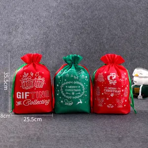 2022 новый дизайн 50*70 см Большой размер чулки Санта-Клаус Конфеты орехи подарочная упаковка сумка нетканые рождественские мешки со шнурком