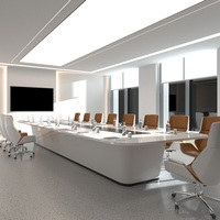 Table de conférence de bureau moderne de luxe en blanc et chaise convertible et extensible pour salle de réunion ou salle de conseil