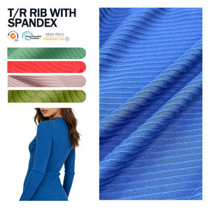 Tela de Poliéster Acanalada de Alta Elasticidad y Resistente a las Arrugas, Tela Acanalada con Spandex para Sudaderas y Pantalones - Product Image 1