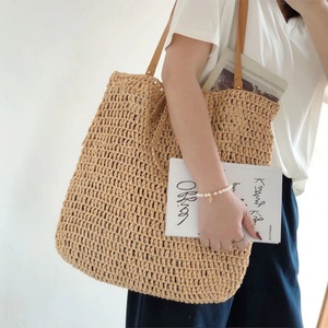 Bolso de mano de paja tejido a mano, gran capacidad, bolso de hombro de rafia para playa, bolso de verano ecológico, cesta de compras vintage estilo bohemio para viaje - Product Image 5