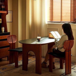 Silla de comedor tapizada de diseño nórdico de madera maciza vintage para comedor - Product Image 5