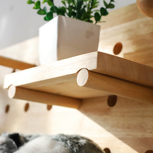 Wooden Pegboard Storage <b>Shelf</b> Natural Color 3 Layers Wall Mounted Kitchen Display Rack - Product Image 3