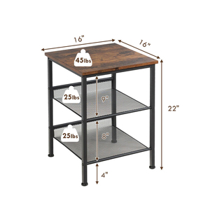 Fábrica ODM OEM 3 capas madera contemporánea + Metal mesa auxiliar moderna ajustable 2 estantes muebles de sala de estar para dormitorio Oficina - Product Image 4