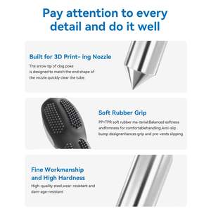 Nettoyeur d'aiguilles en acier inoxydable Creality Clog Poke 0,4 mm pour buse d'imprimante 3D - Product Image 6