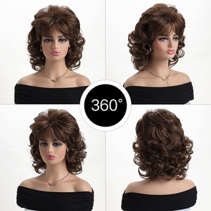 วิกผมสังเคราะห์ทนความร้อนสูงขายดี <span class=keywords><strong>ทรง</strong></span><span class=keywords><strong>ผม</strong></span><span class=keywords><strong>สั้น</strong></span>หยิกมีหน้าม้า ความยาวประบ่า สีน้ำตาล ขายส่ง - Product Image 5