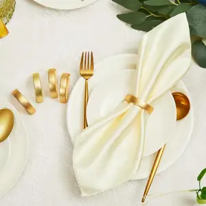 2024 Luxury Table Decoration Matt Gold Silver Color Semi Circle D Shape Metal Party Wedding Gold Napkin Ring