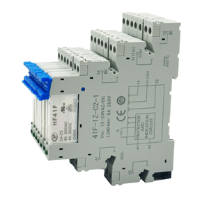 Rơle điện từ mỏng HF41F PLC có đèn LED, mô-đun rơle 24V, rơle ray DIN 24V và ổ cắm có sẵn trong kho - Product Image 1