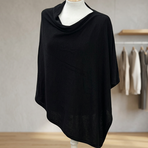 Poncho Largo de Cachemira Negra Pura de Alta Calidad, Lujoso, Elegante y Cálido para Mujer, Tejido Lotus, Absorbente de Sudor - Product Image 3