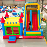 Château Gonflable Commercial Personnalisé Économique Rouge et Jaune pour Enfants